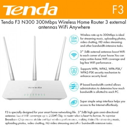 Tenda F3 300mbps 3 Antennas Router